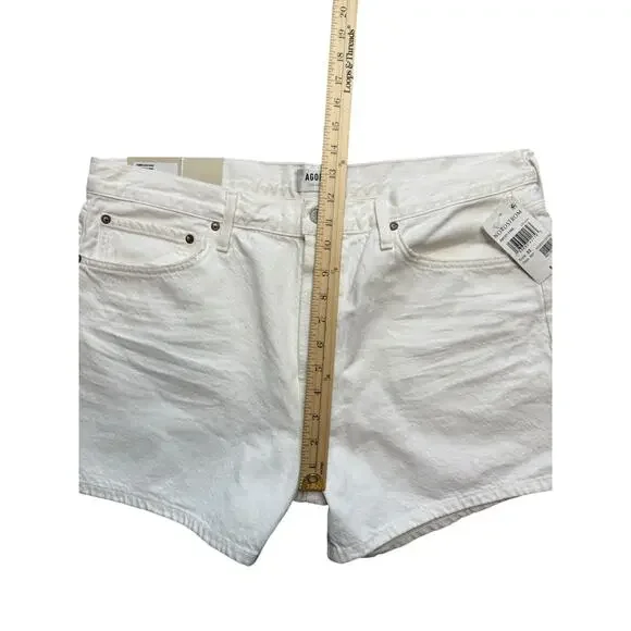 NEW AGOLDE Shorts Women 33 White Denim Parker Long Relaxed Organic Cotton - Picture 8 of 11